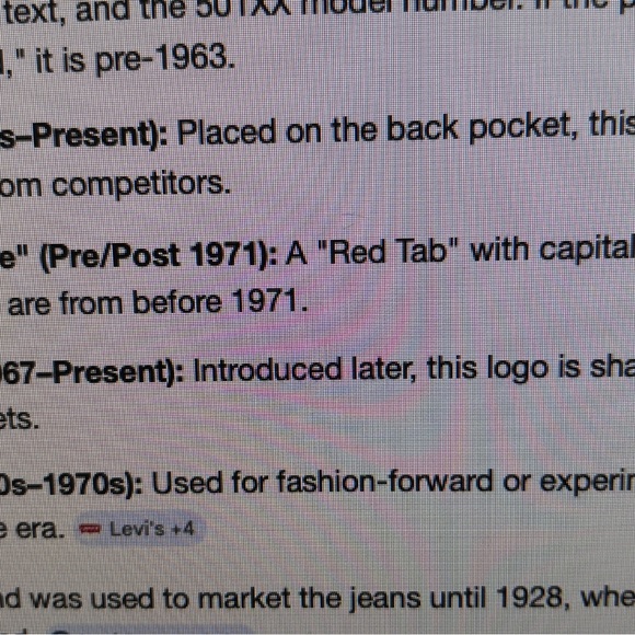 Levi's Vintage Orange Tag Dark Wash Denim Jeans Size 34” waist 29” leg. - Picture 5 of 5